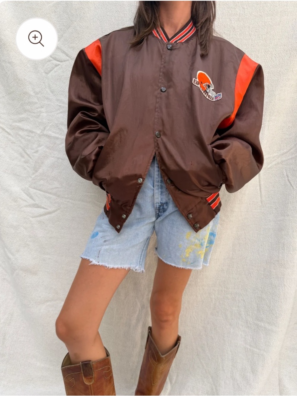 Vintage-Inspired Brown & Orange Bomber Jacket